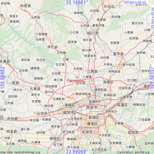 Yanwang on map