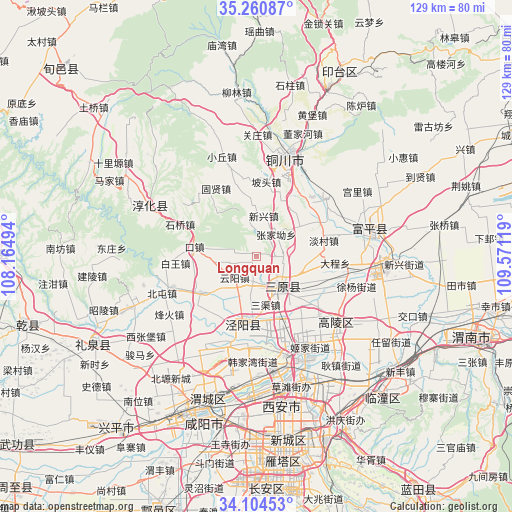 Longquan on map