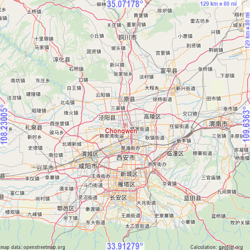 Chongwen on map