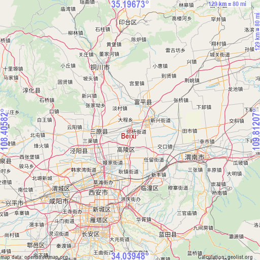 Beixi on map