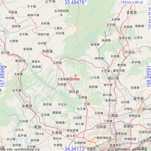 Qinhe on map