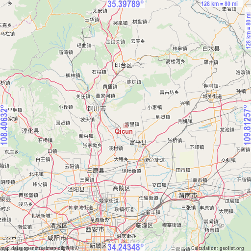 Qicun on map