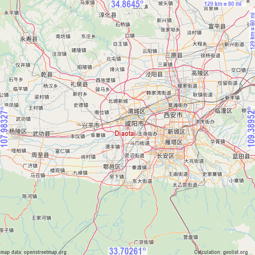 Diaotai on map