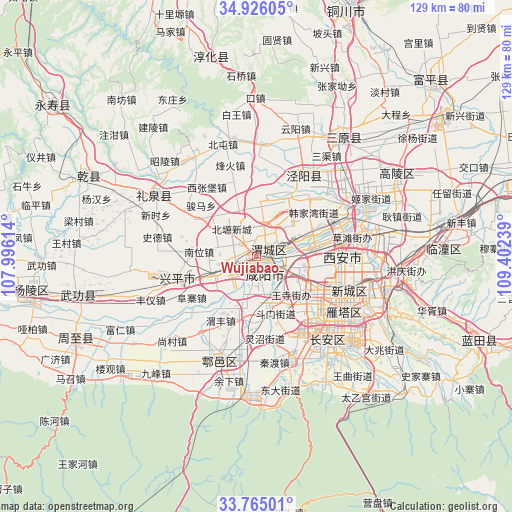 Wujiabao on map