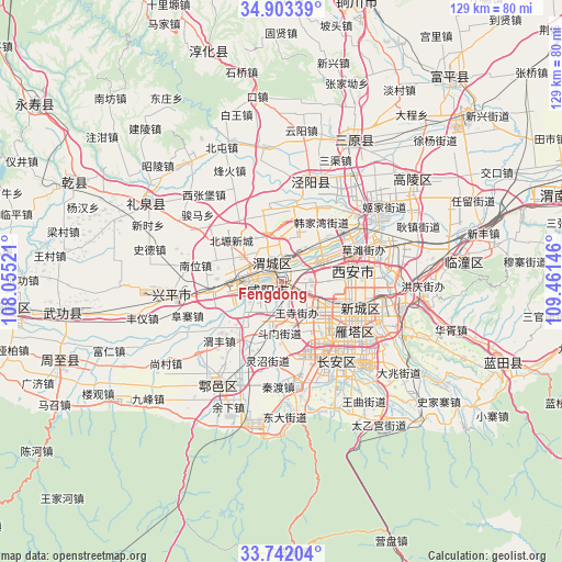 Fengdong on map