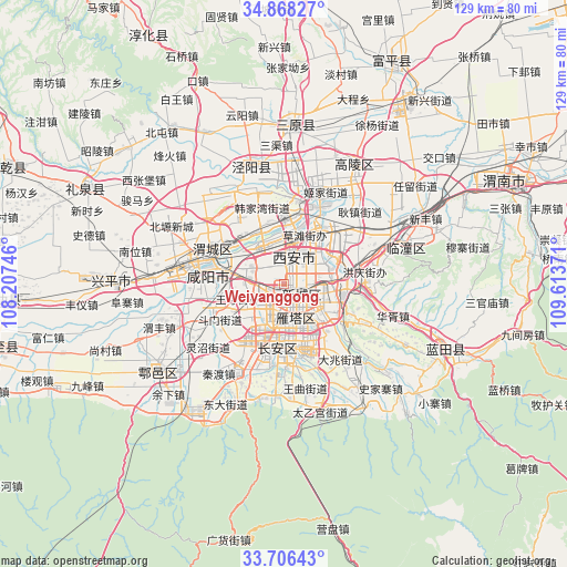 Weiyanggong on map