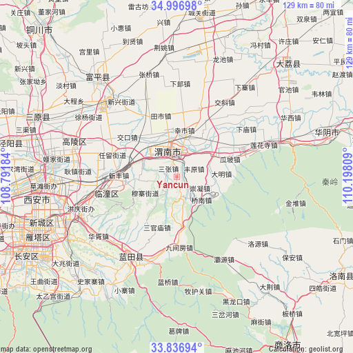 Yancun on map