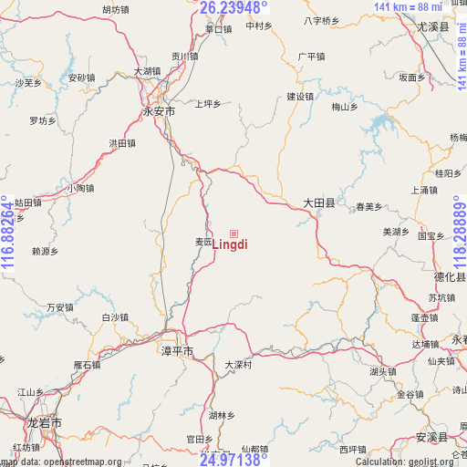 Lingdi on map