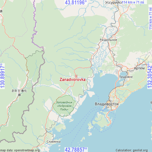 Zanadvorovka on map