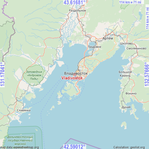 Vladivostok on map