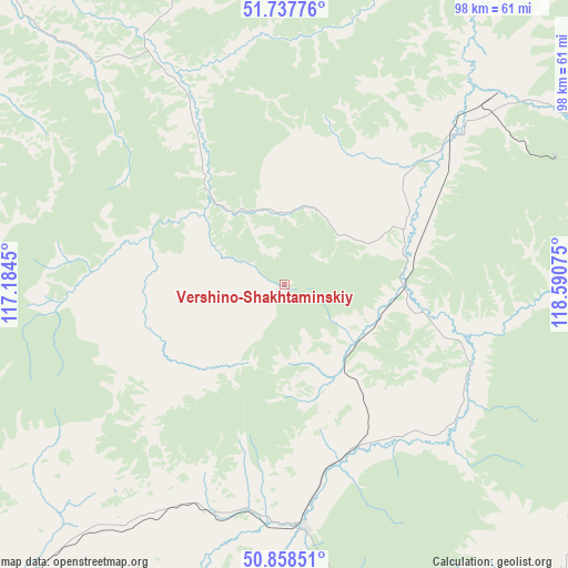 Vershino-Shakhtaminskiy on map