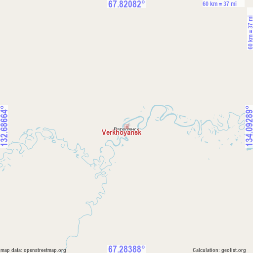 Verkhoyansk on map