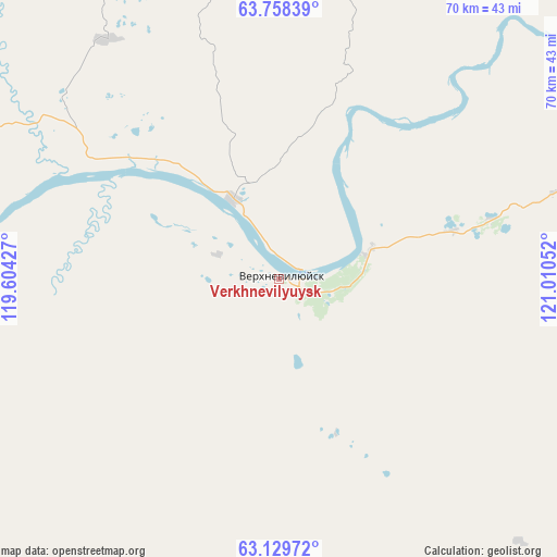 Verkhnevilyuysk on map