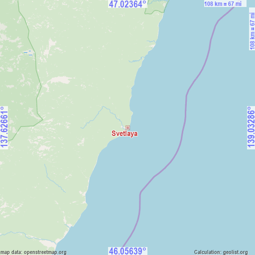 Svetlaya on map