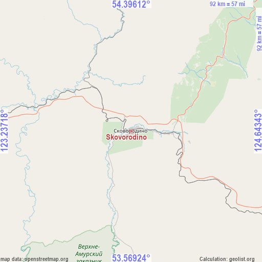 Skovorodino on map