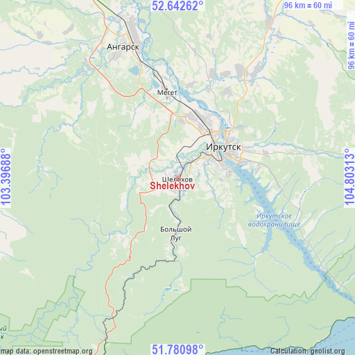 Shelekhov on map