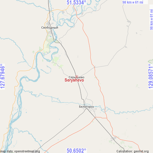 Seryshevo on map