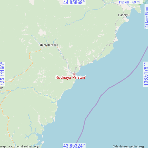 Rudnaya Pristan’ on map