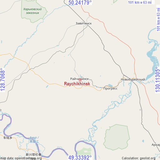 Raychikhinsk on map
