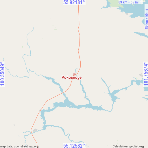 Pokosnoye on map