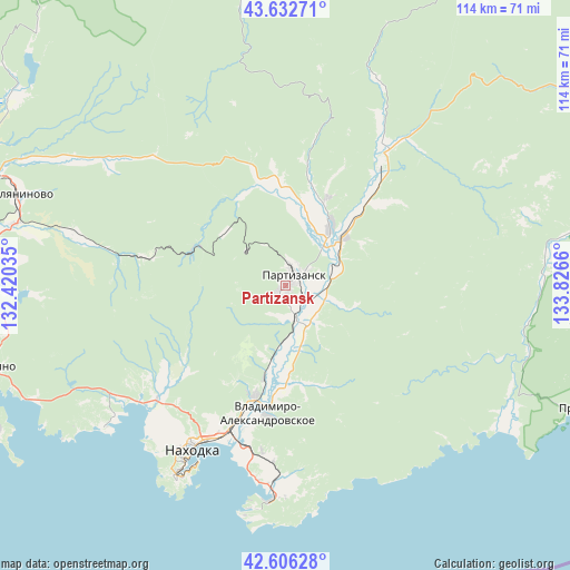 Partizansk on map