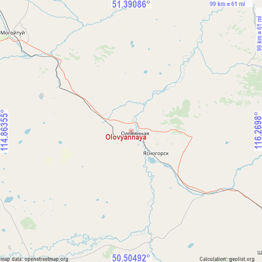 Olovyannaya on map