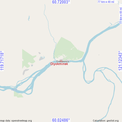 Olyokminsk on map