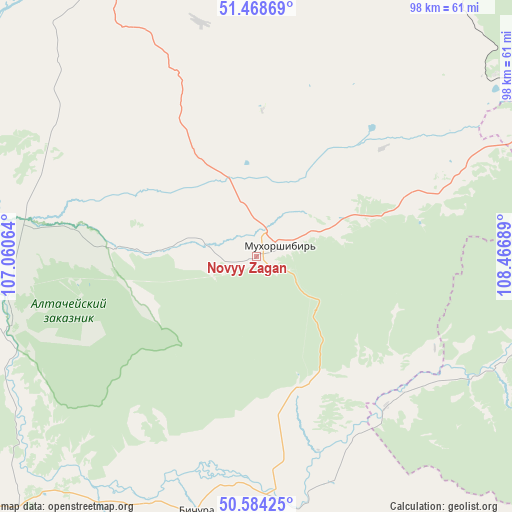 Novyy Zagan on map