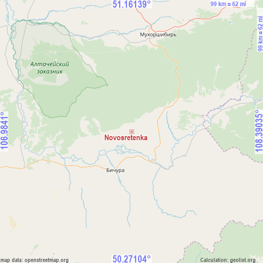 Novosretenka on map