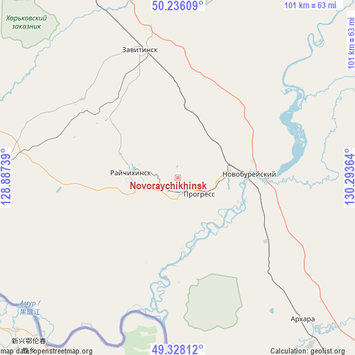 Novoraychikhinsk on map
