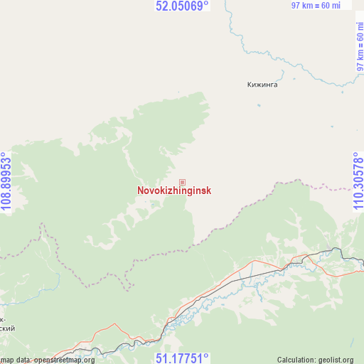 Novokizhinginsk on map