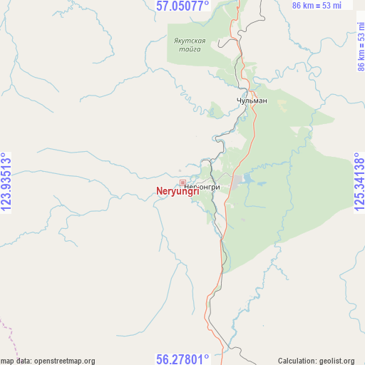 Neryungri on map