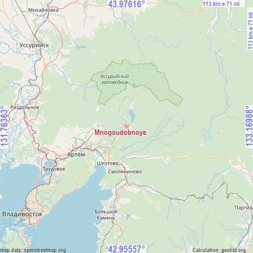 Mnogoudobnoye on map