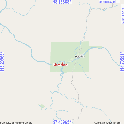 Mamakan on map