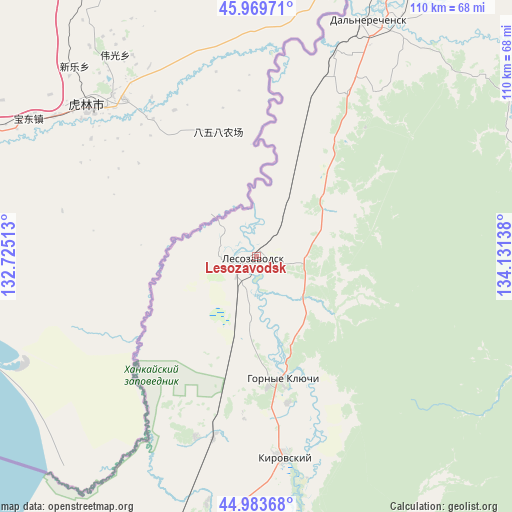 Lesozavodsk on map