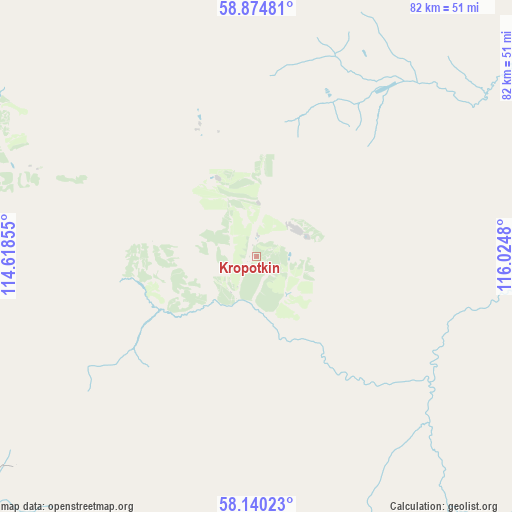 Kropotkin on map