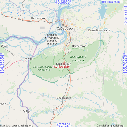 Korfovskiy on map