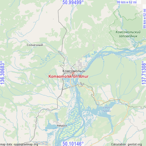 Komsomolsk-on-Amur on map