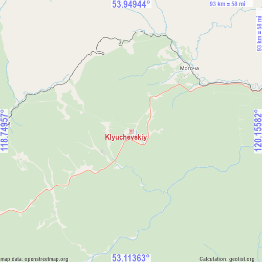 Klyuchevskiy on map