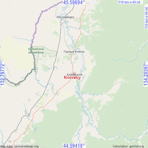 Kirovskiy on map