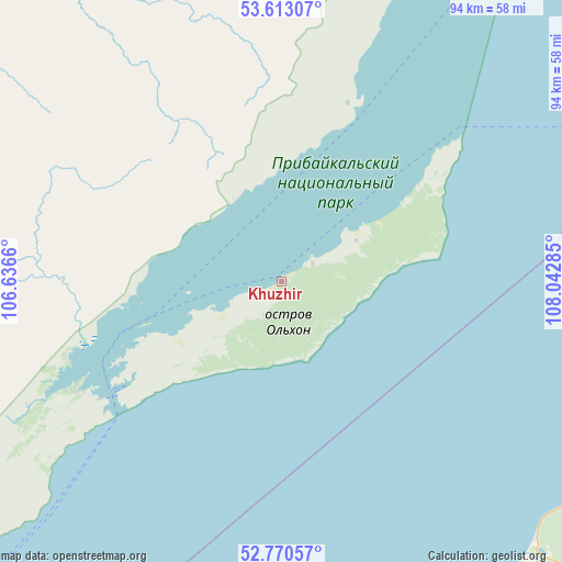 Khuzhir on map