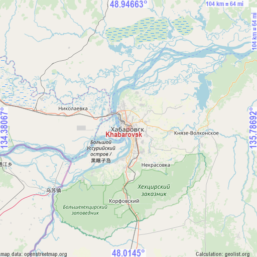 Khabarovsk on map