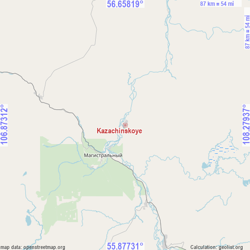 Kazachinskoye on map