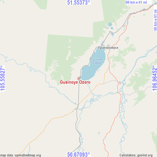 Gusinoye Ozero on map