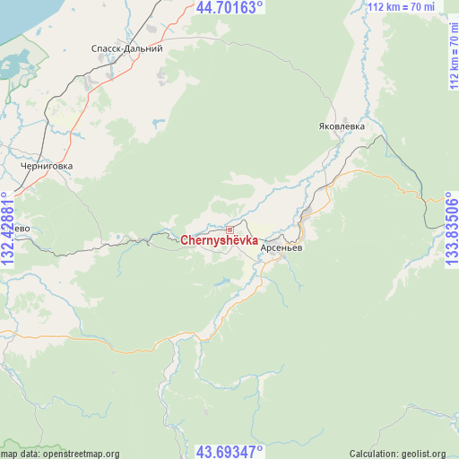 Chernyshëvka on map