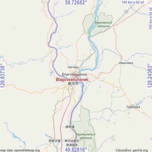 Blagoveshchensk on map