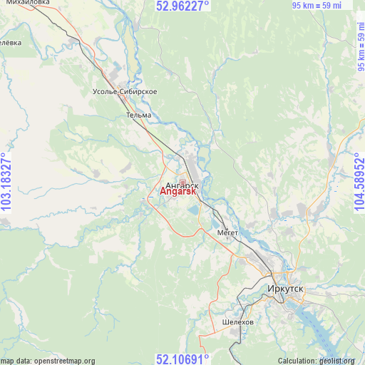 Angarsk on map