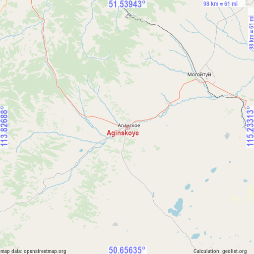 Aginskoye on map