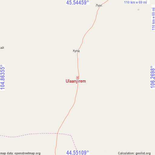 Ulaanjirem on map