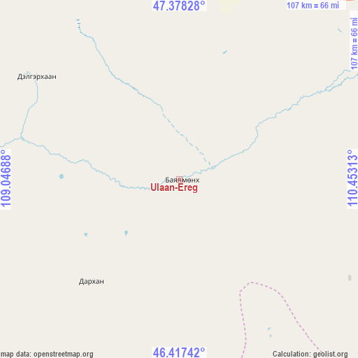 Ulaan-Ereg on map
